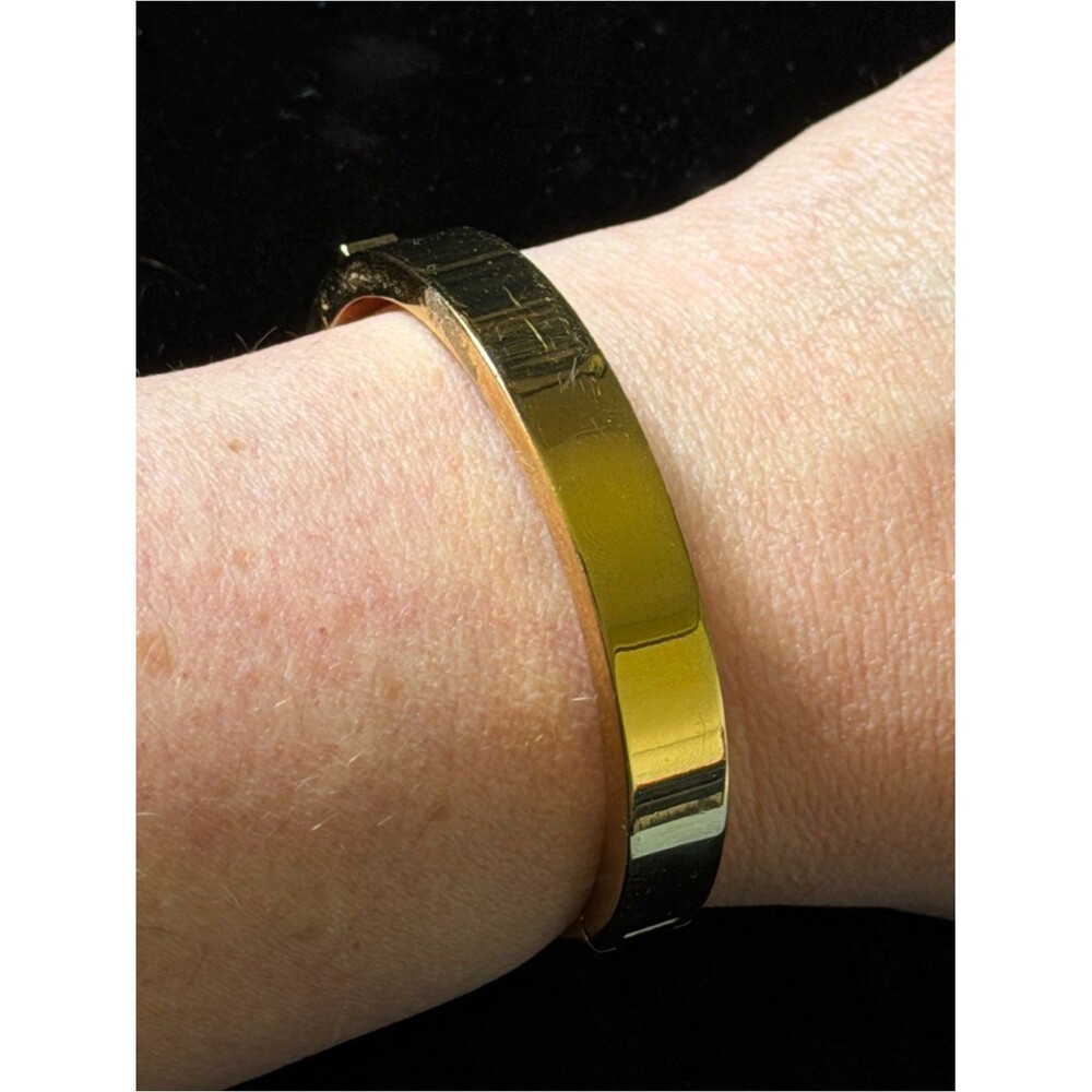 J.Crew Polished Gold Tone Hinged Bangle Bracelet Minimalist Stacking Cuff